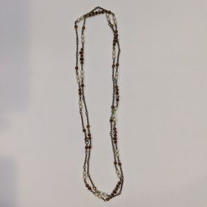 Pearls with Brown Stones Necklace